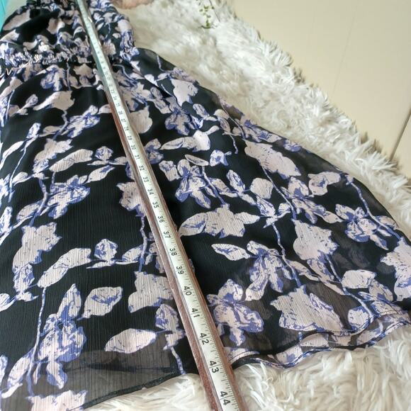 O.P.T Purple floral High Neck Smock Midi Flowy Dress Size S - Picture 9 of 9